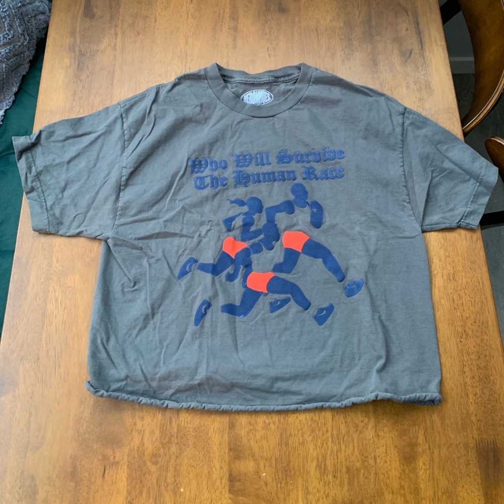 Cropped T shirt - large - “who will win the human race”